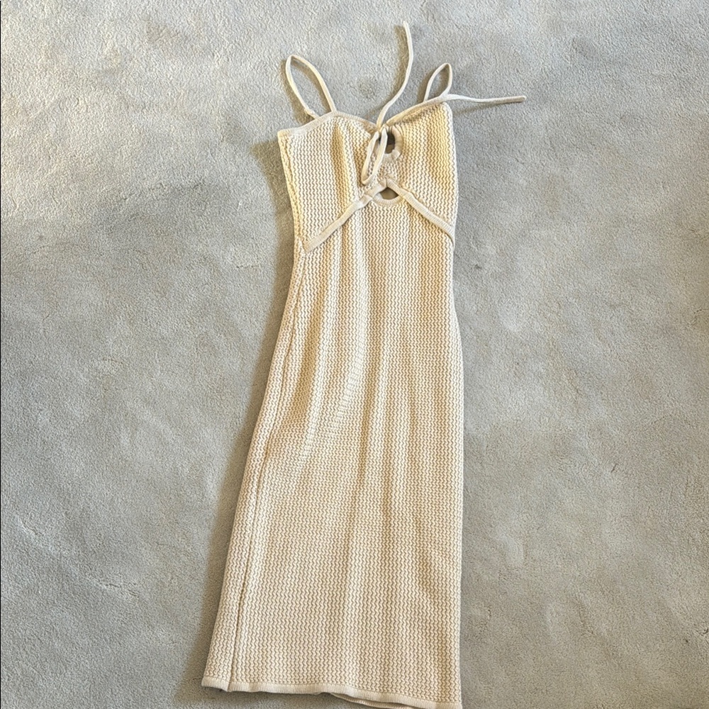 Cream Knit Sleeveless Dress